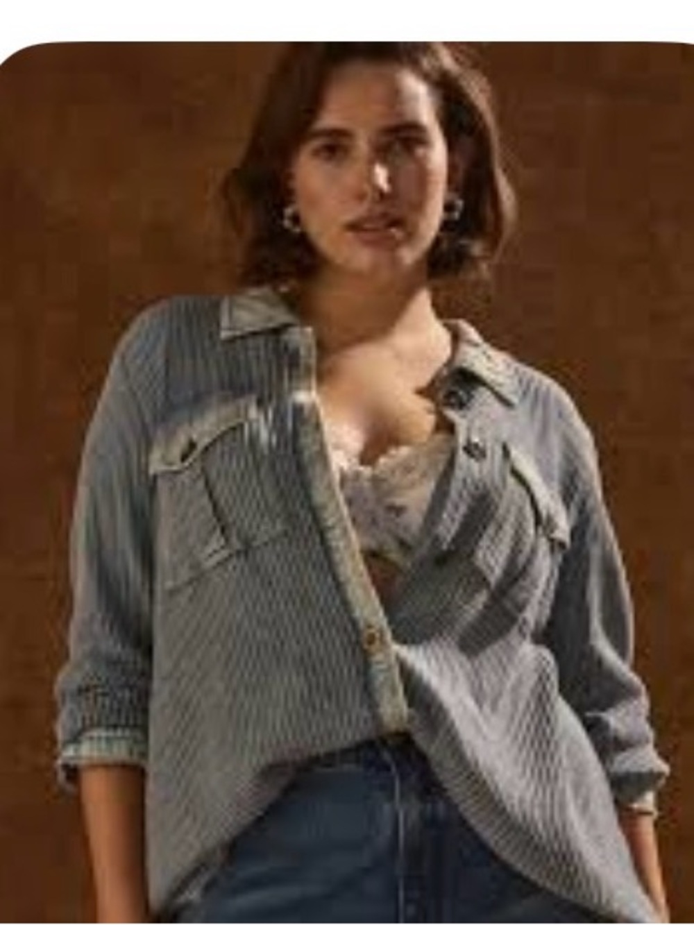 BiBi Short Sleeve Button-Down Shirt in Washed Light Blue